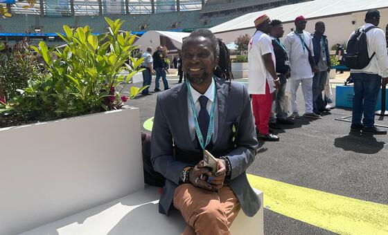 At the World Urban Forum in Baku, Azerbaijan, Latyr Thioye, who survived years of homelessness and is now rebuilding his life.